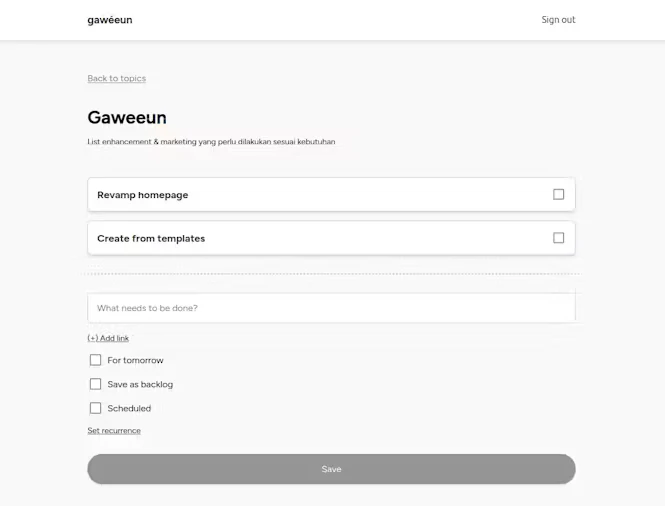 Gaweeun: Todo App. Focused.
